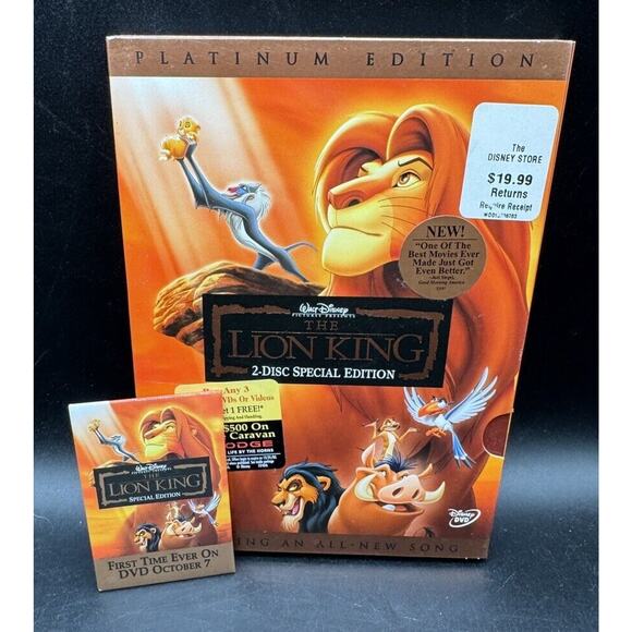 Rare Disney Store The Lion King DVD 2003 2Disc Platinum Ed & Cast Member Pin